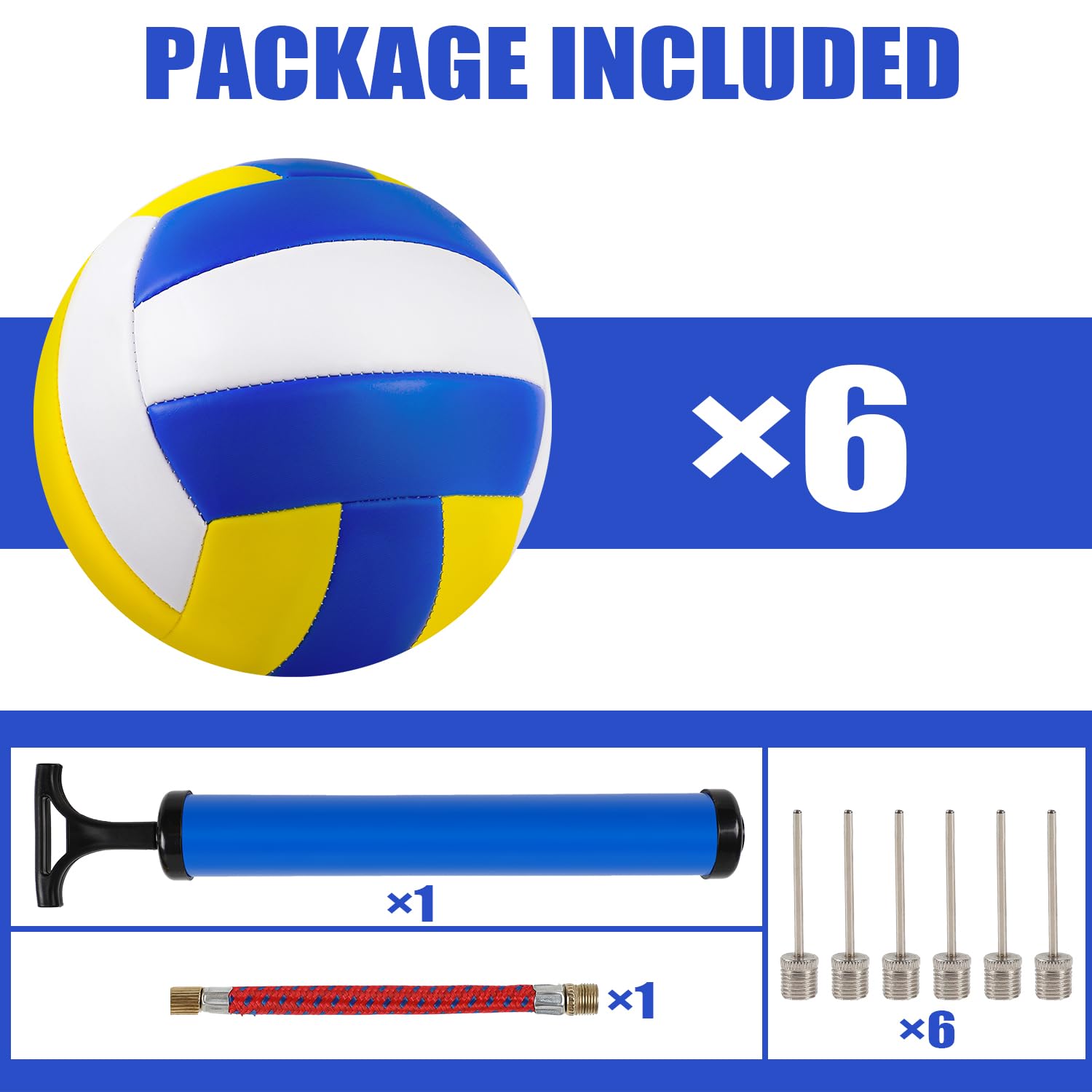 6 Pack Official Size 5 Volleyballs - Soft Outdoor Volleyball Set with Pump for Women, Men, Girls & Adults - Perfect for Beach, Pool, Indoor, Water & Sand Volleyball Games