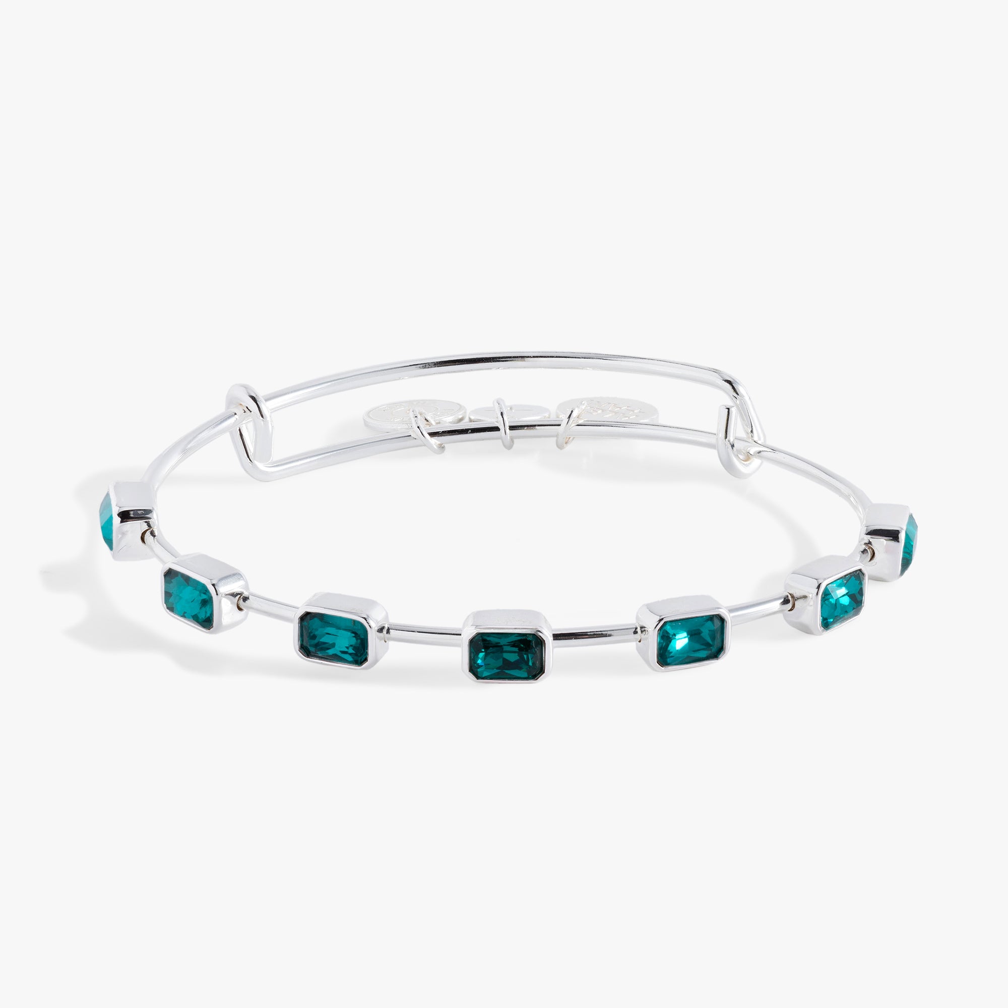 December Birthstone Emerald Cut Sterling Silver Bangle Bracelet - Perfect Gift for Christmas, Birthday & Anniversary - Elegant Jewelry for Women & Girls