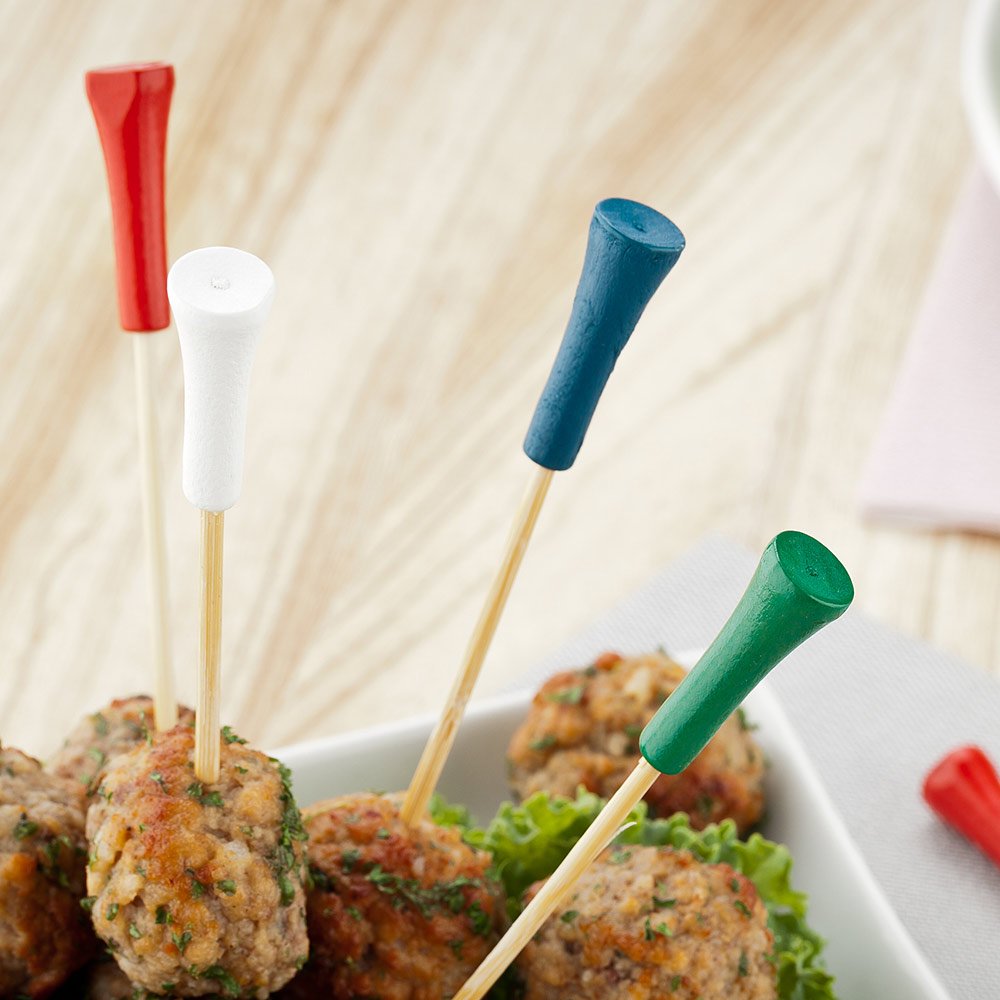 1000-Pack 4 Inch Bamboo Golf Tee Cocktail Picks - Durable Wooden Skewers for Sports Themed Parties, Birthday Events & Office Gatherings - Perfect for Appetizers, Cocktail Garnishes & BBQ Snacks