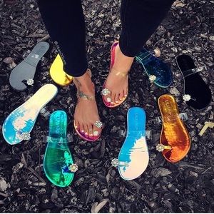 Allie Rhinestone Single Toe Sandals for Women - Sparkly Pink Summer Dress Shoes | Perfect for Weddings, Parties & Beach Vacations