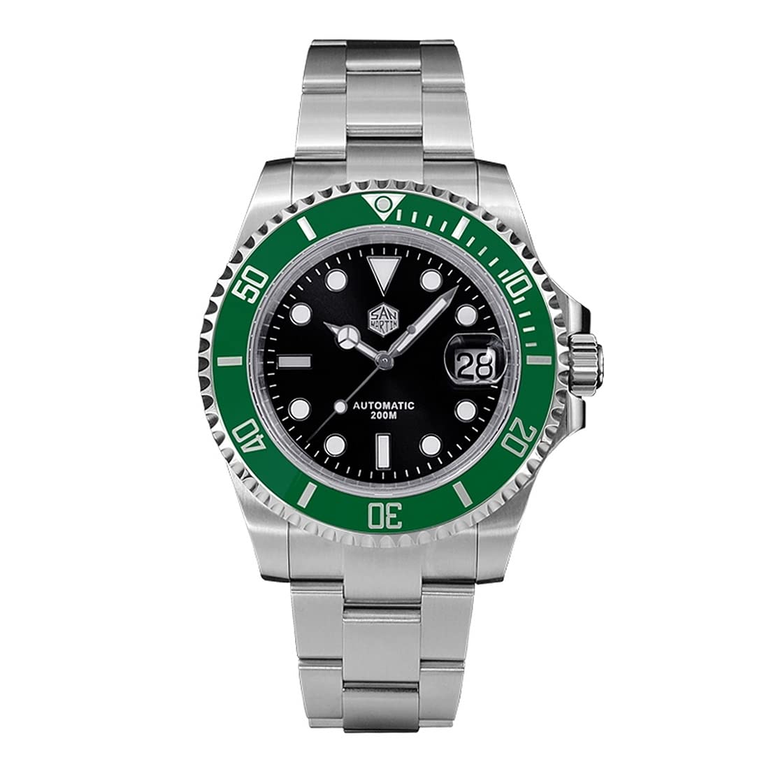 San Martin Men's Automatic Diver Watch - 200M Water Resistant, BGW9 Luminous, Ceramic Bezel, Sapphire Crystal (SW200 Movement) | Perfect for Scuba Diving, Swimming & Outdoor Adventures