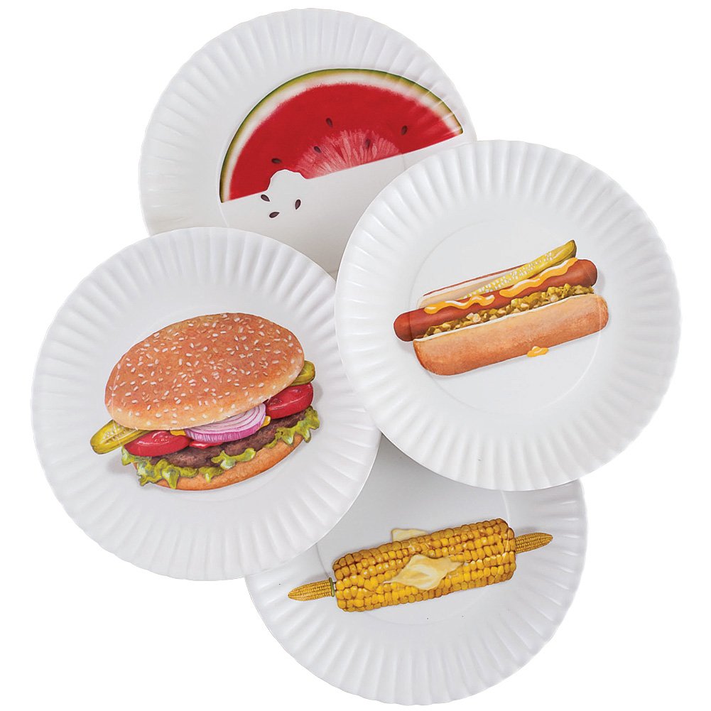 Mary Lake-Thompson 9-inch Melamine Plates Set of 4 - Durable Unbreakable Dishware for Outdoor BBQ, Picnic, Camping & Party Use