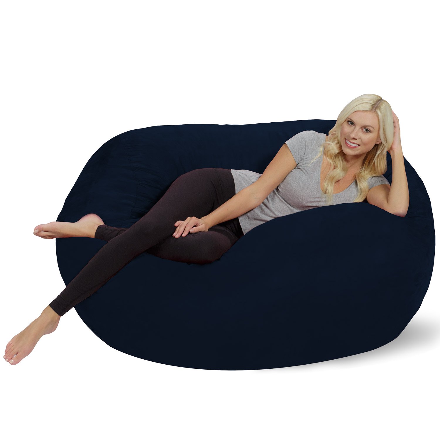 Chill Sack - 5-Foot Navy Blue Bean Bag Chair Lounger for Adults & Teens | Ultra Soft Microsuede | Perfect for Living Room, Game Room, Dorm & Relaxation
