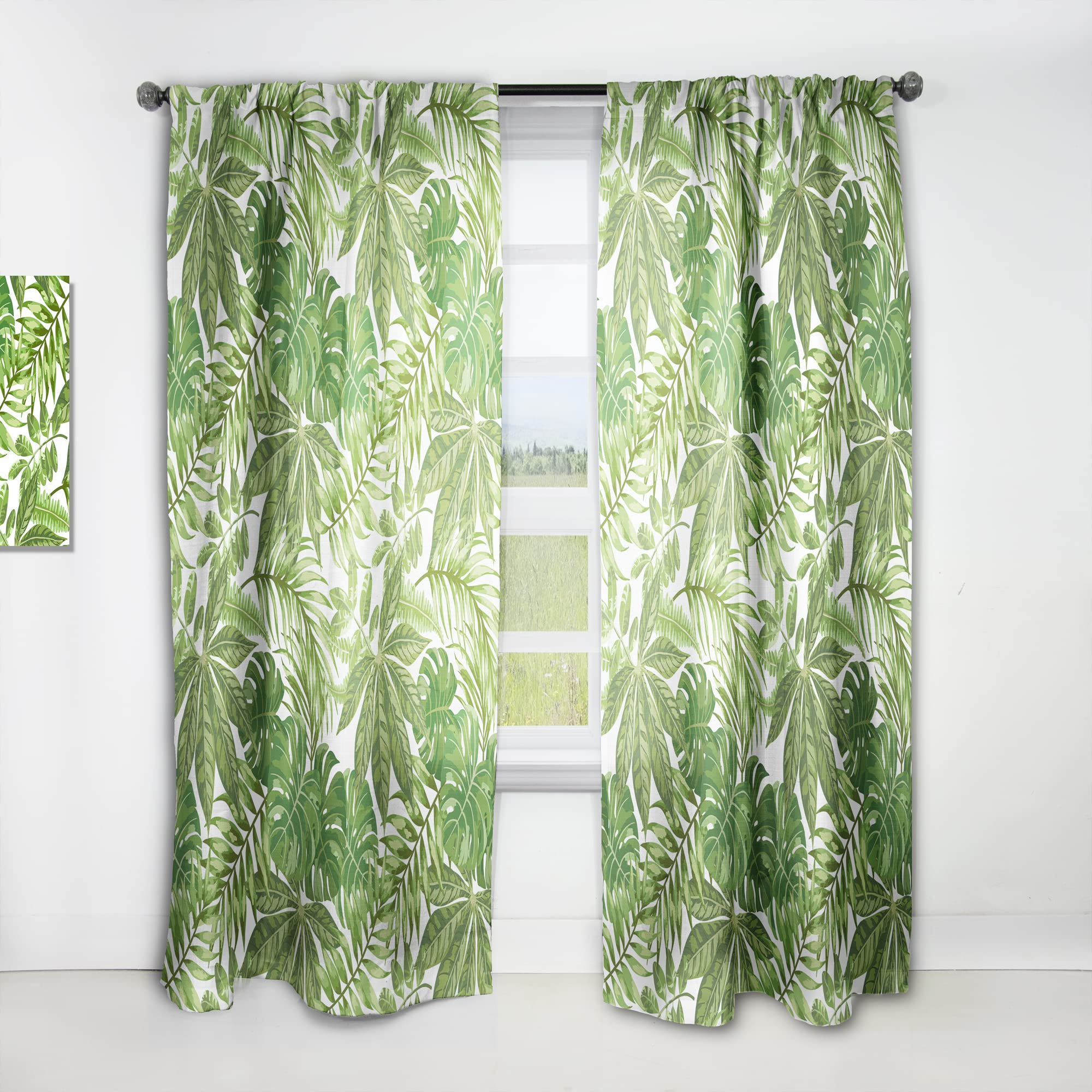 DesignQ Thermal Insulated Curtains - Exotic Tropical Leaves Pattern - Single Panel 52x84 - Blackout Drapes for Bedroom & Living Room - Perfect for Privacy, Light Control & Energy Efficiency