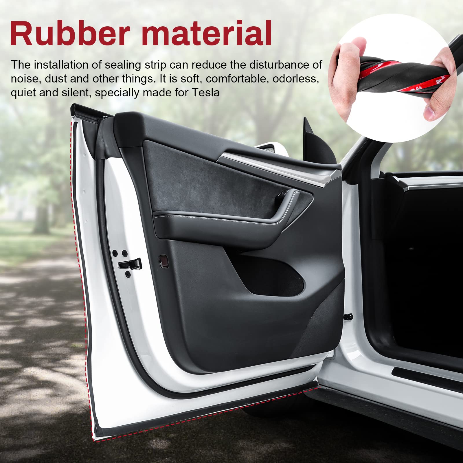 Premium Rubber Seal Weather Strip for Tesla Model Y - Soundproof Noise Insulation, Door & Window Sealing Kit | Perfect for Road Trips & Daily Commuting
