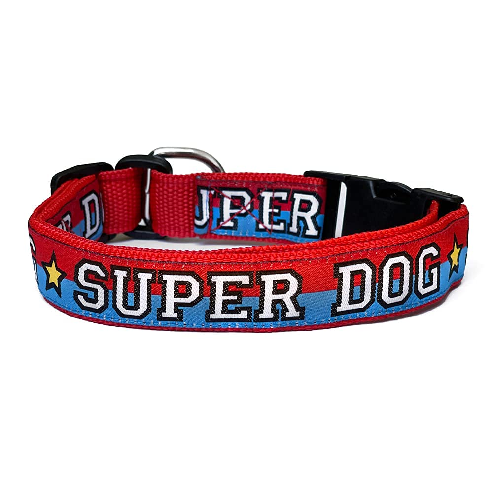 Superdog Collar for Dogs - Adjustable Strong Tuxedo Style (Blue/Red, XL) for Walks & Training