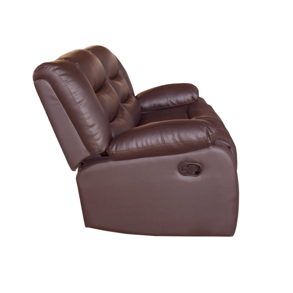 Colson 2-Seater Faux Leather Recliner Sofa - Brown PU Leather Lounge Couch for Living Room, Home Theater & Family Room Relaxation