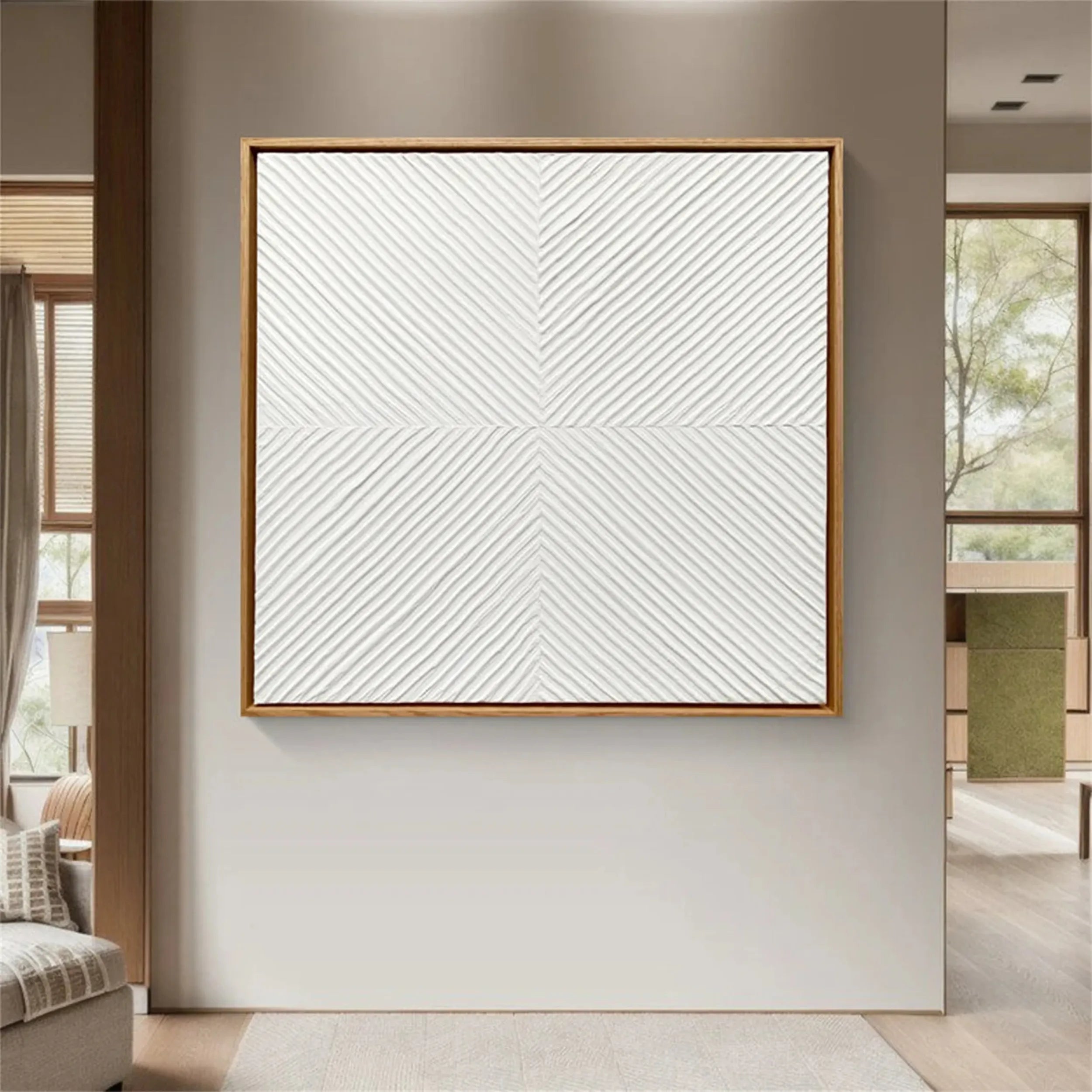 White Minimalist Textured Painting Canvas #MM205 - Premium Abstract Wall Art for Modern Home & Office Decor