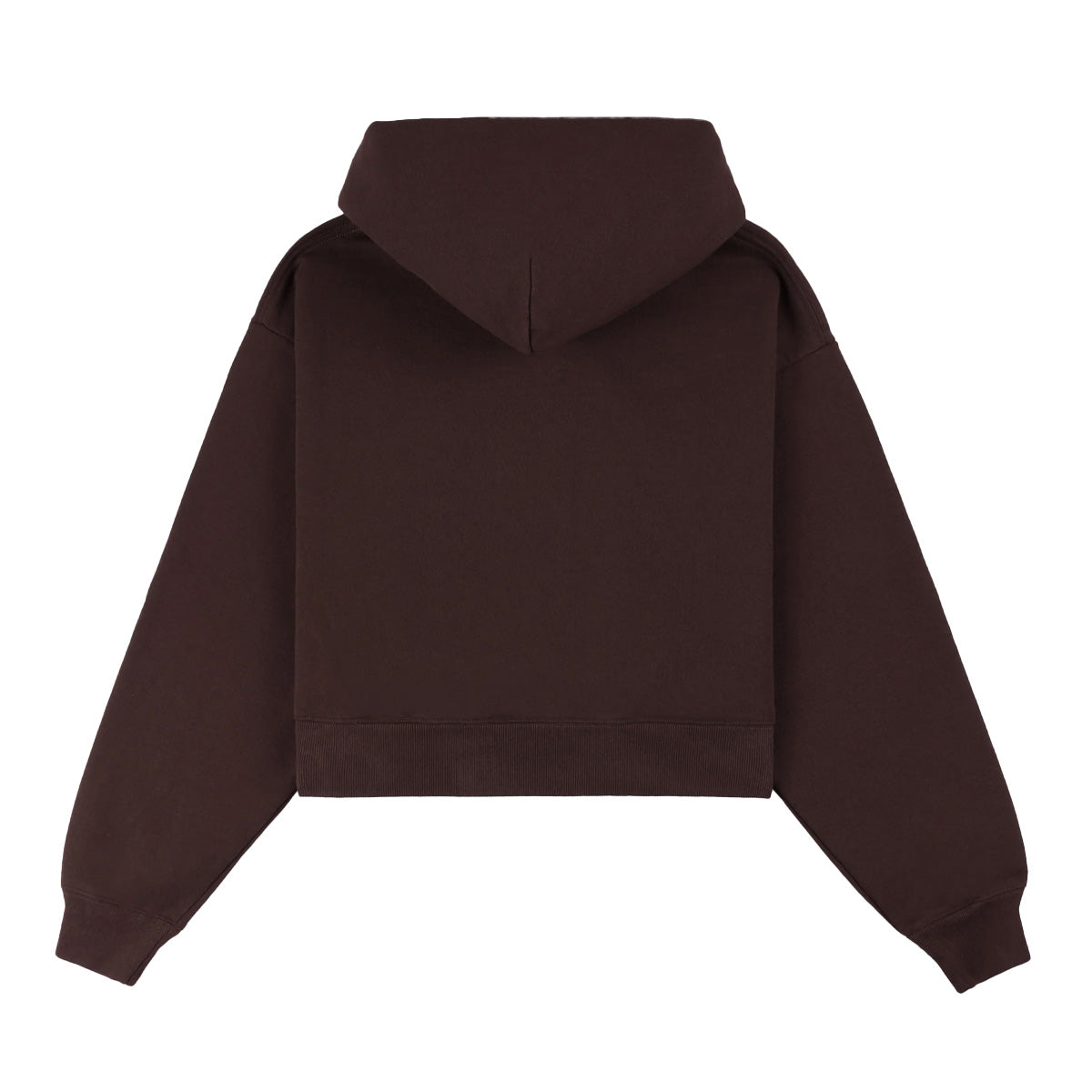 H&W Crest Cropped Hoodie for Women - Chocolate Brown Oversized Pullover Sweatshirt | Casual Streetwear, Loungewear & Gym Outfits