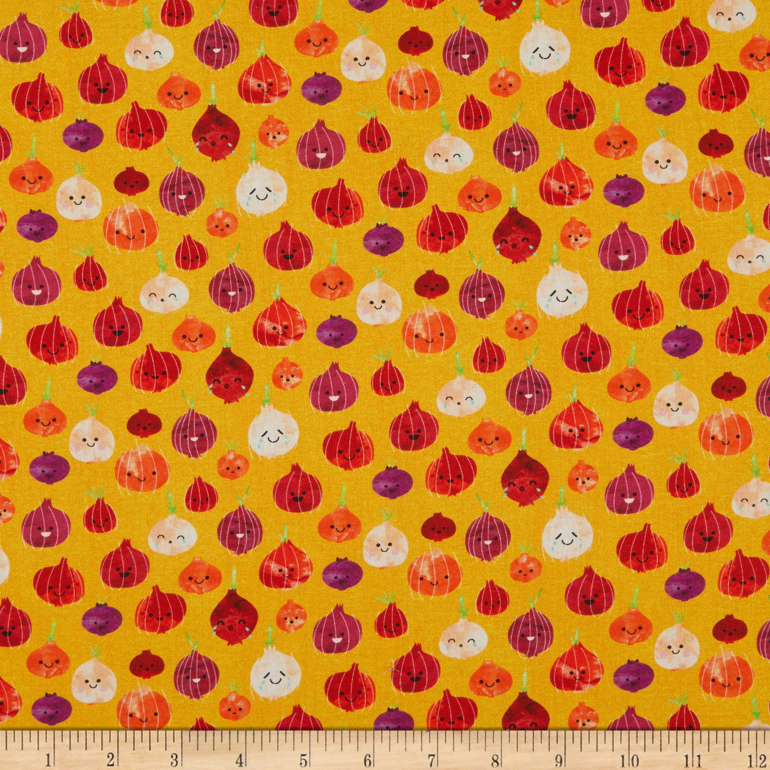 Kaufman Chili Smiles Onions Papaya Fabric by The Yard - Premium Cotton Fabric for Quilting, Sewing & DIY Crafts - Perfect for Home Decor, Apparel & Scrapbooking Projects