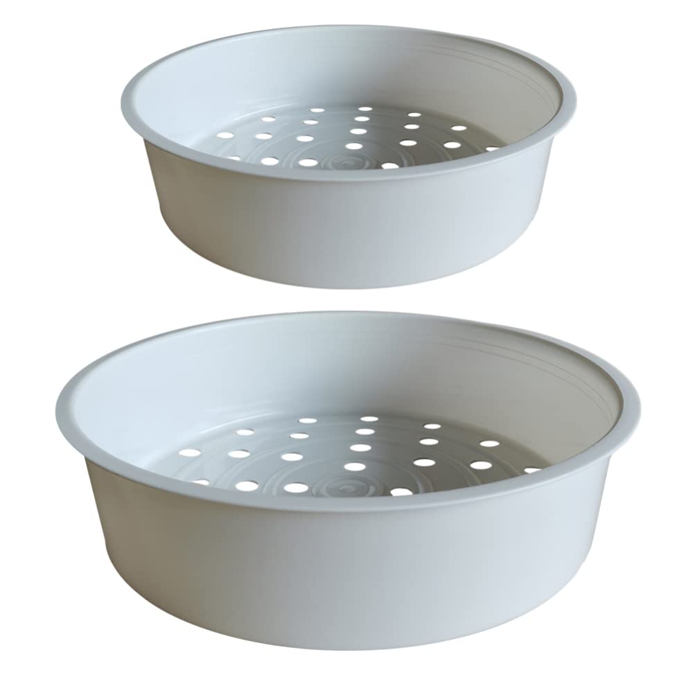 Hemoton 2-Piece Plastic Steamer Basket Set - Multipurpose Kitchen Steamer Rack for Rice Cooker, Pot, Baking & Food Steaming | Durable White Steam Rack for Healthy Cooking, Meal Prep & Home Kitchen Use