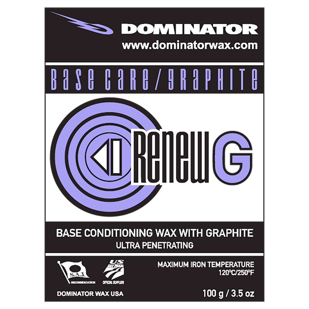 Dominator ReNew Base Prep Wax - Ski & Snowboard Wax for Base Preparation - Perfect for Winter Sports & Outdoor Activities