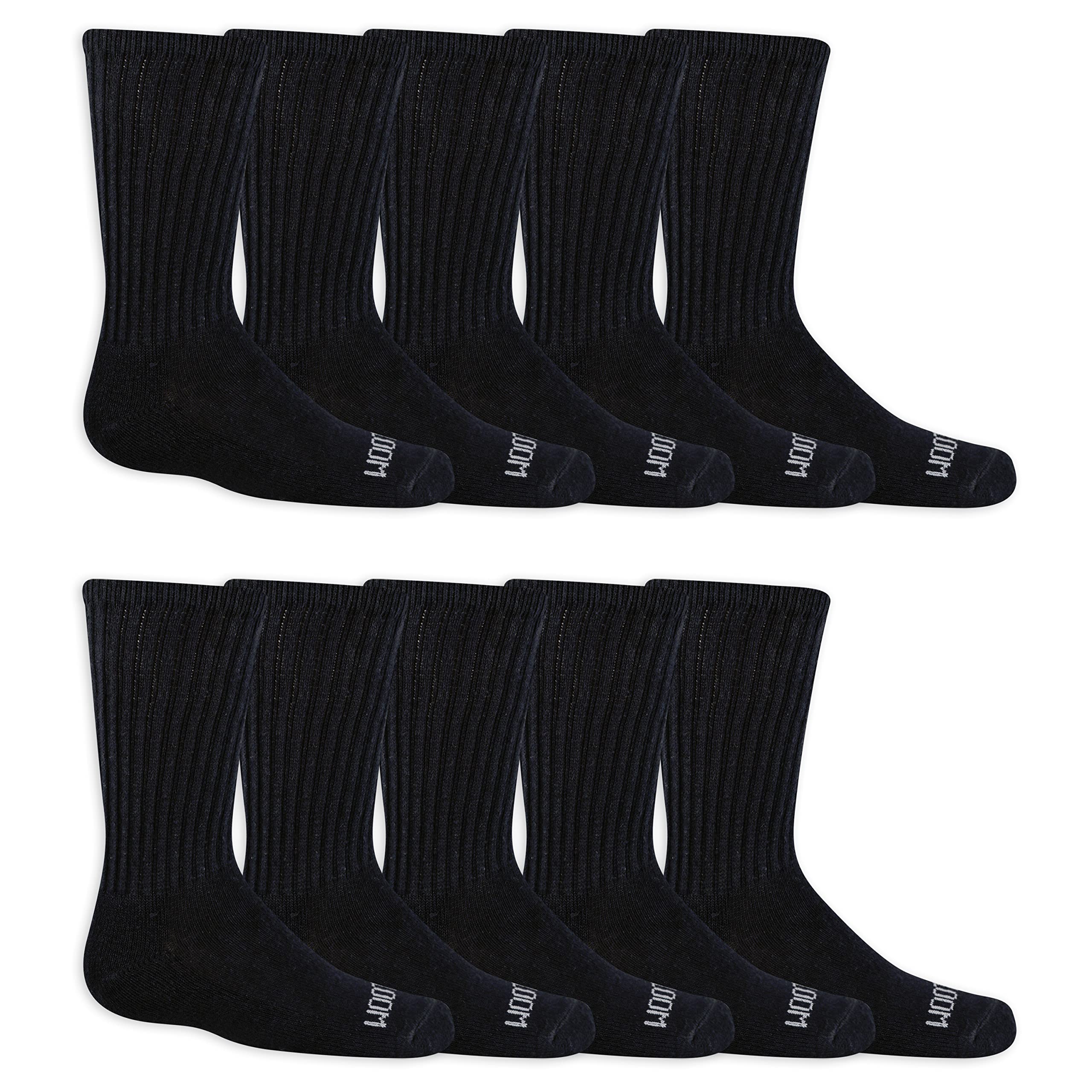 Fruit of the Loom Boys' Dual Defense Crew Socks 10-Pack - Moisture-Wicking & Odor Control Cotton Socks for School, Sports & Everyday Wear