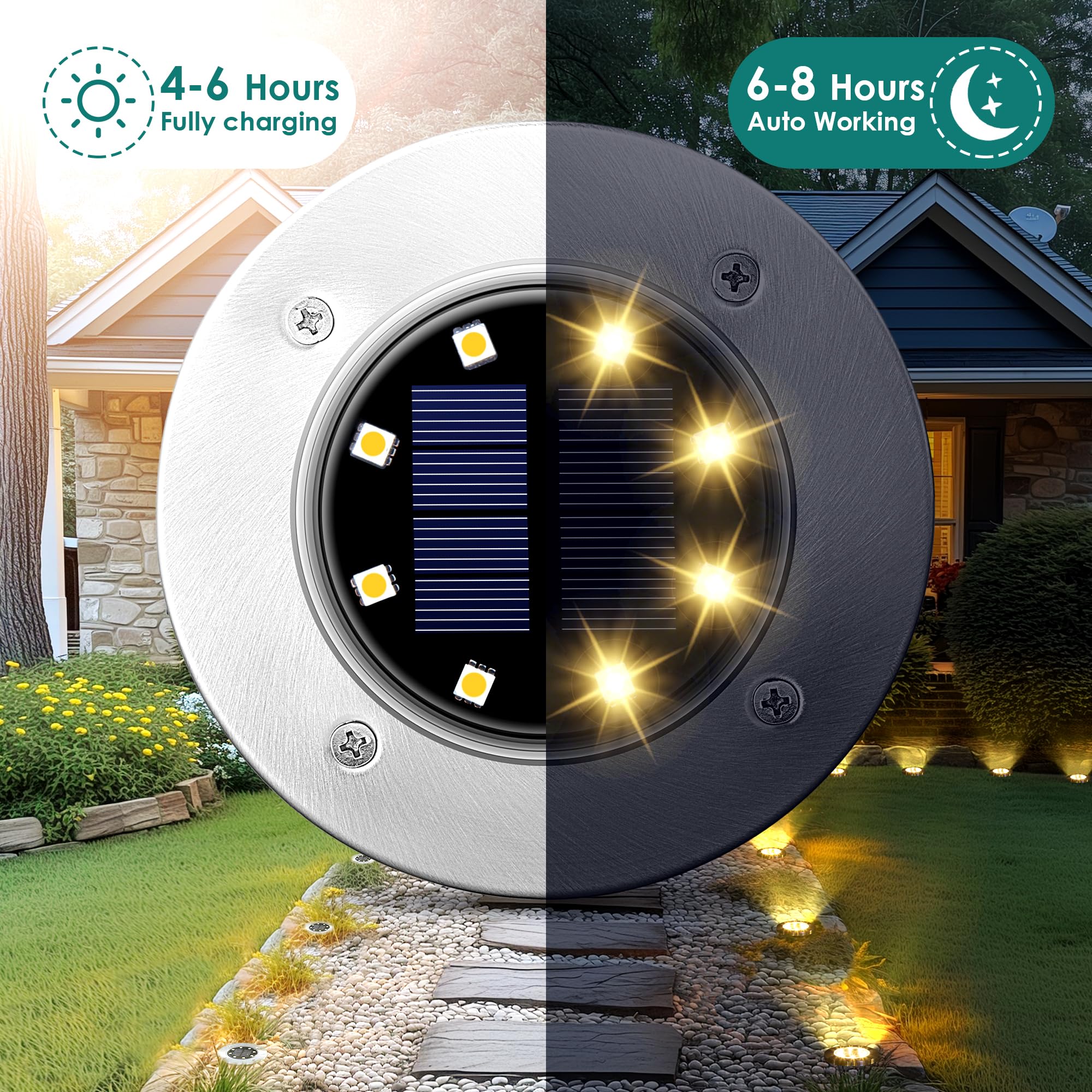 12 Pack SOLPEX Solar Powered Outdoor Lights - Waterproof Garden & Landscape Lighting for Pathway, Driveway, Patio, Backyard, Walkway (Warm White) | Perfect for Evening BBQs, Pool Parties & Holiday Decorations