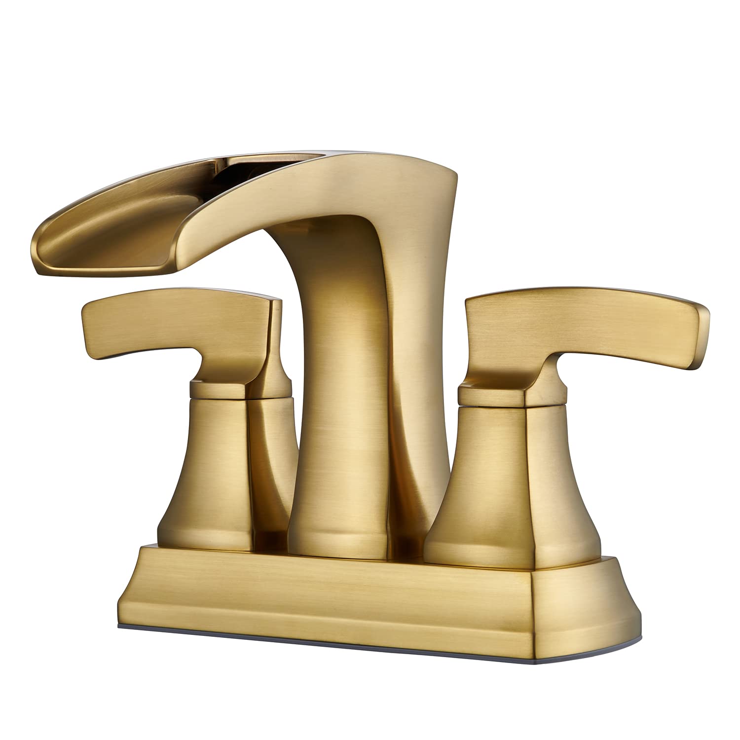 Lexdale Brushed Gold Centerset Bathroom Faucet - 2 Handle Vanity Sink Faucet with Pop-Up Drain & Supply Lines - Brass Lavatory Faucet for Bathroom Sink, Perfect for Modern Home Decor & Bathroom Renovation