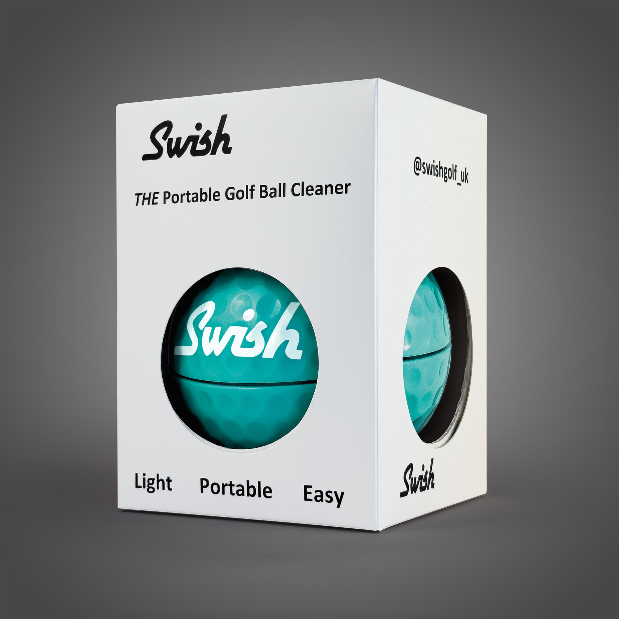 Swish Portable Golf Ball Cleaner – Clip-On Golf Accessory for Golf Bag or Cart – Best Golf Gift for Men & Women – Ideal for Driving Range & Course Play