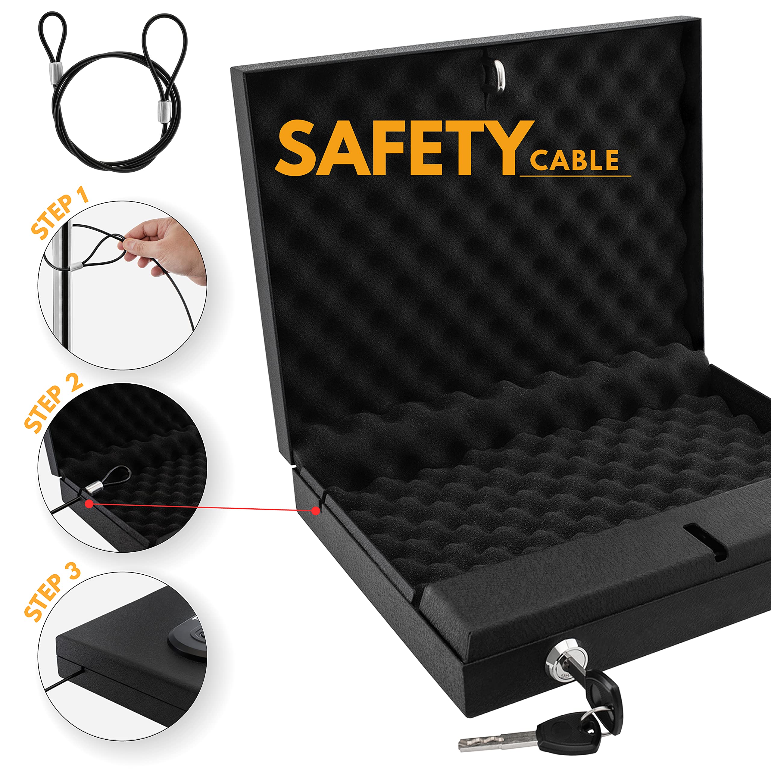 Personalized Gun Safe with Custom Text | 14 Font Options | Quick-Access Handgun Safe for Pistols with Digital Keypad & Backup Key Lock - California DOJ Certified | Perfect for Home, Office & Vehicle Security - Great Birthday Gift for Husband & Men