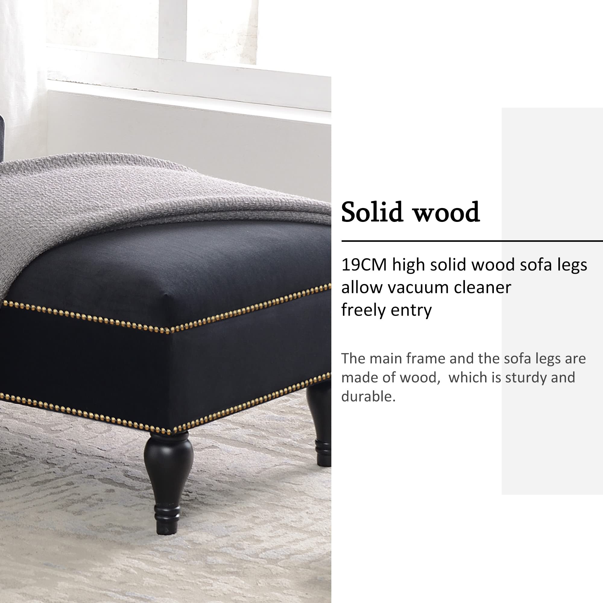 Luxury Velvet Chaise Lounge Sofa - 58