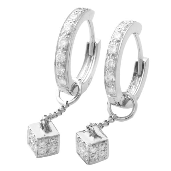 18K Gold Diamond Hoop Dice Earrings - Luxury Dangle Earrings for Women - Perfect for Casino Nights, Parties & Special Occasions