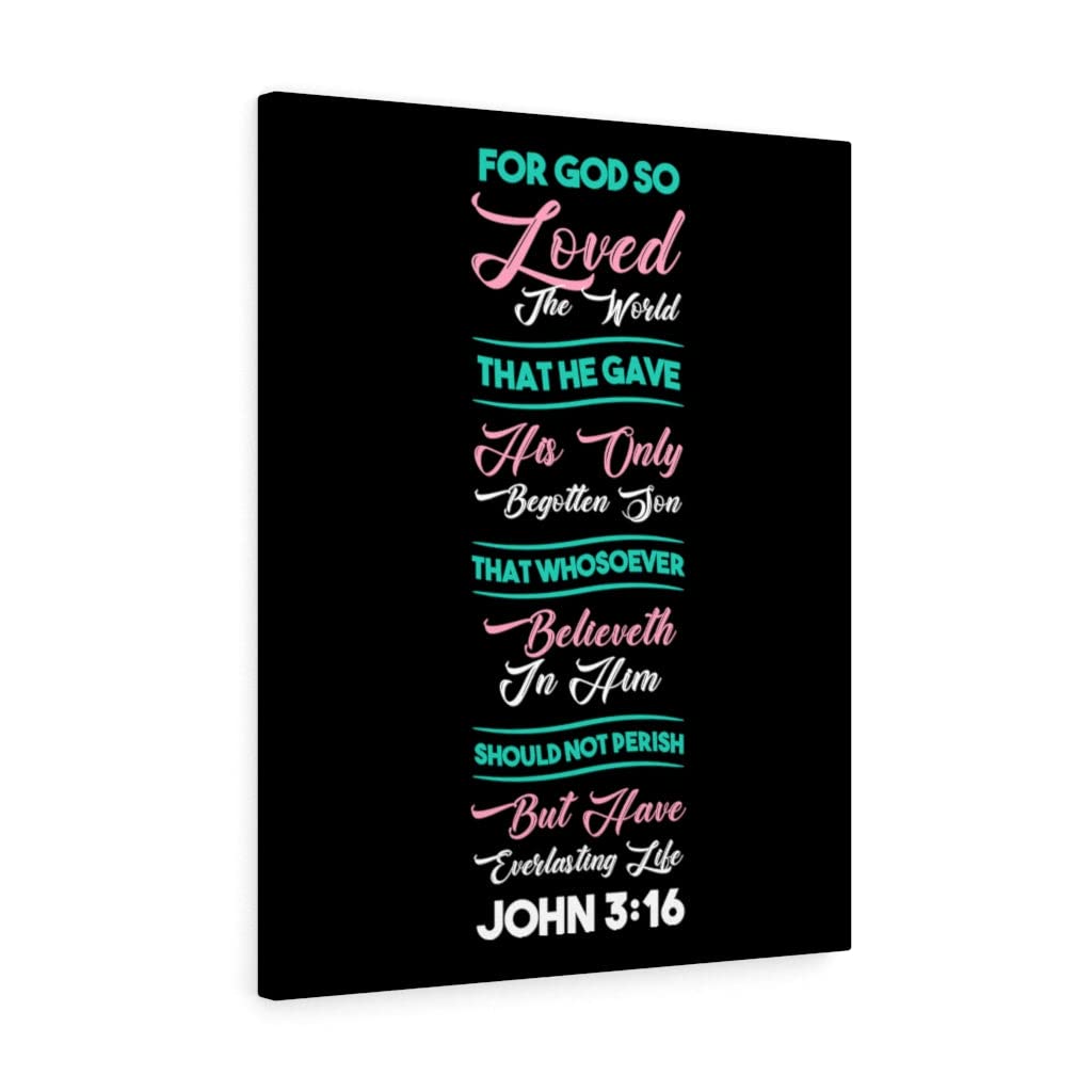John 3:16 Bible Verse Wall Art - Black Christian Scripture Print for Home Decor - Perfect for Living Room, Bedroom & Church - Ready to Hang Inspirational Gift