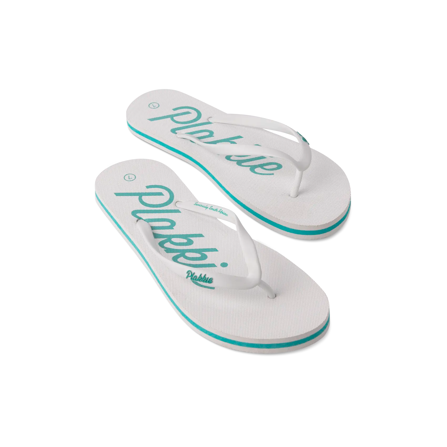 Plakkie Port Saint Johns Women's Sandals - Comfortable White & Mint Flip Flops for Beach, Pool, and Summer Outings