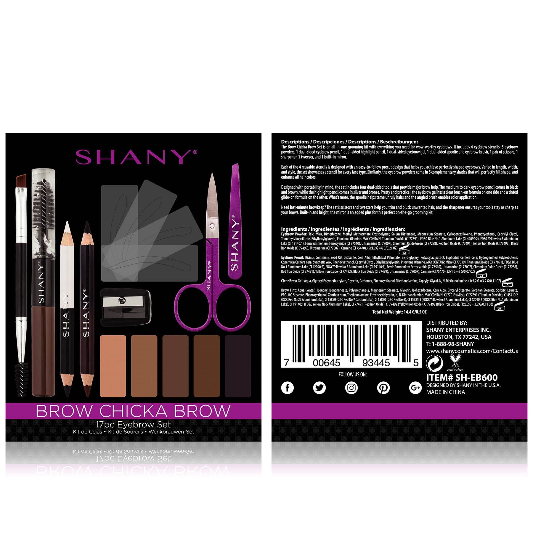Brow Chicka Brow Eyebrow Makeup Set - 17 Piece Kit for Perfect Eyebrows | Professional Eyebrow Styling, Shaping & Grooming | Ideal for Daily Makeup, Salon Use & Special Occasions