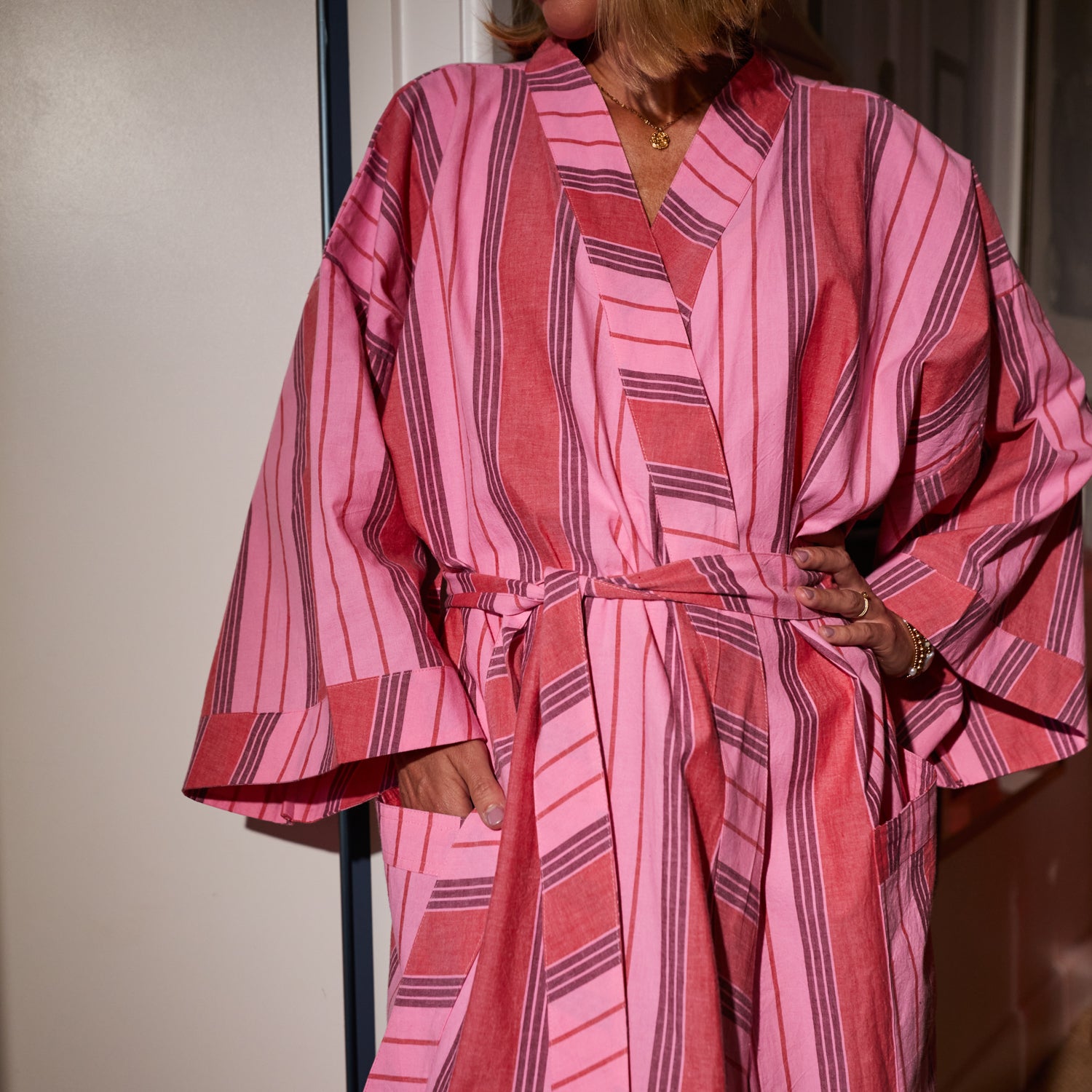 Brigitte Cotton Bath Robe for Women - Soft & Absorbent Scarlet Red Kimono Style Bathrobe - Perfect for Spa, Lounge & After Shower Relaxation