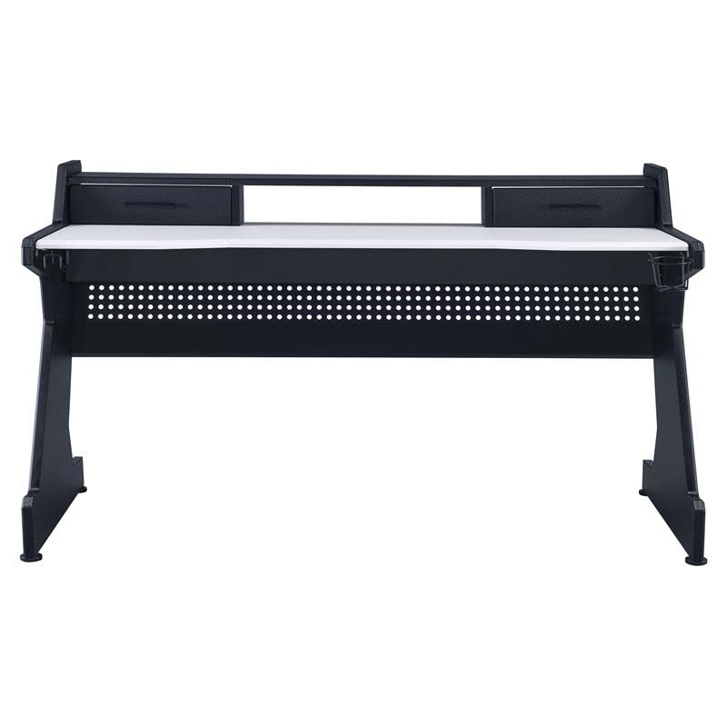 Acme Bigga Wooden 2-Drawer Gaming Table with Sturdy Metal Frame - Black & White Finish | Perfect for Board Games, Poker Nights & Home Office Use