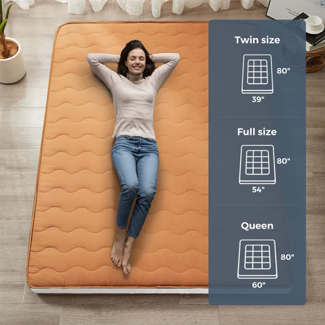 MAXYOYO 6-Inch Extra Thick Floor Futon Mattress - Geometric Diamond Quilted Bed Mattress Topper for Guest Bed, Dorm Room & Small Space Living | Foldable Floor Cushion for Sleeping, Lounging & Meditation