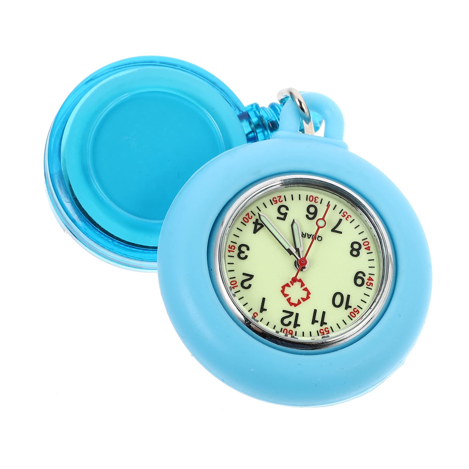 Hemobllo Silicone Nursing Watch Clip - Retractable Luminous Fob Watch for Nurses & Medical Professionals | Unisex Lapel Watch in Light Blue | Perfect for Hospital Shifts, Patient Care & Clinical Use