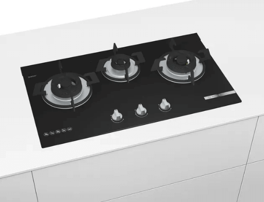 Bosch PMD83D31AX 78cm 3 Burner Tempered Glass Gas Hob Series 4 (Black) - Premium Stainless Steel Gas Cooktop for Modern Kitchens, Perfect for Home Cooking & Entertaining