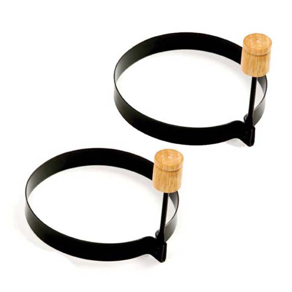 Norpro Nonstick Round Pancake & Egg Rings - Set of 2 Black Cooking Rings for Perfect Pancakes, Eggs & Burgers - Ideal for Breakfast, Brunch & BBQ Parties