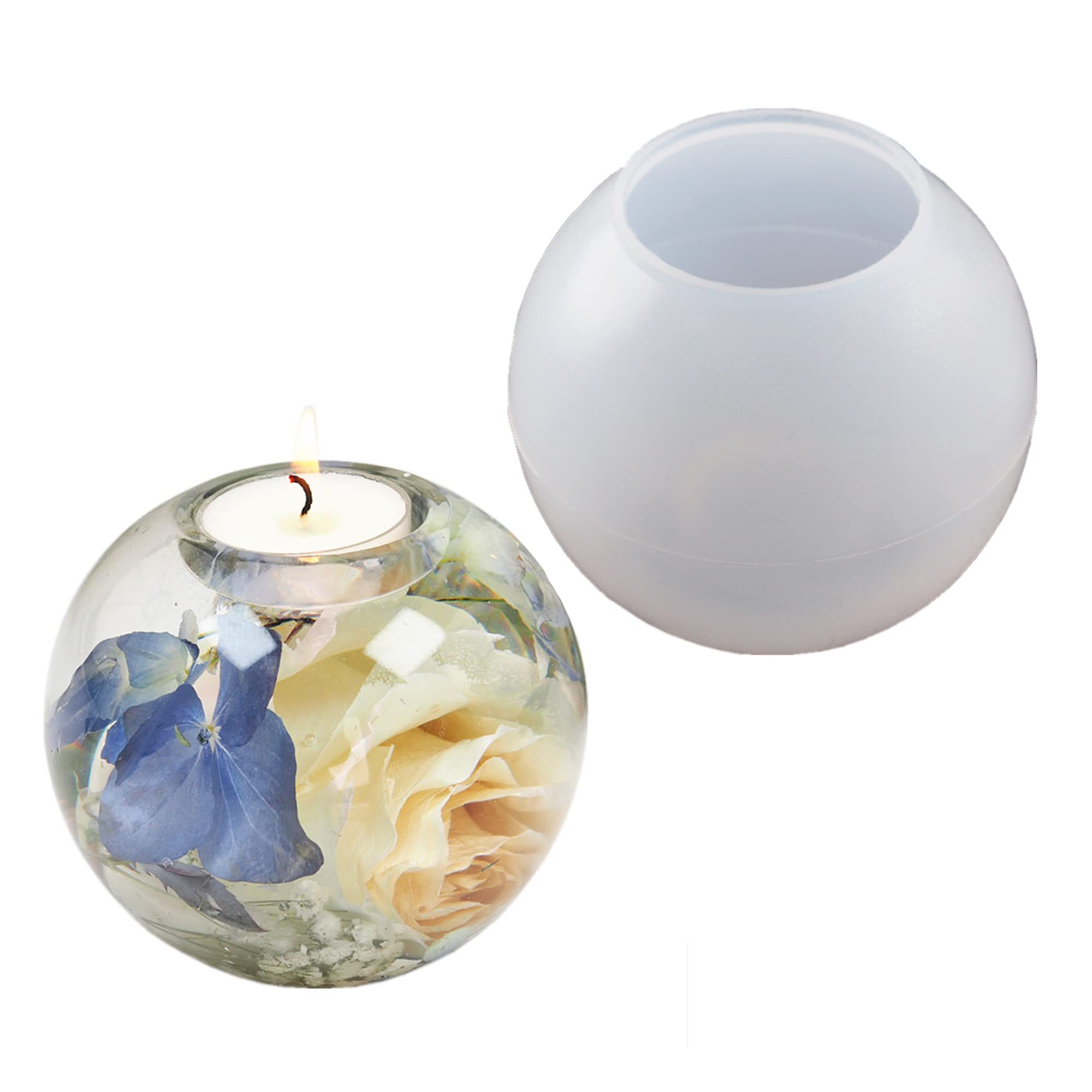 Round Silicone Molds for Resin Casting - DIY Tealight Candle Holder Molds, Epoxy Resin Candlestick Molds for Jewelry Box, Trinket Container & Candy Box - Perfect for Home Table Decorations & Craft Projects (Round Shape)