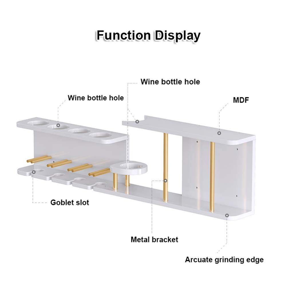 Wall Mounted Wine Rack - Organize Kitchen with 10-Bottle Wood Wine Holder & Glass Shelves - White - Perfect for Home Bars, Restaurants, and Commercial Cellars