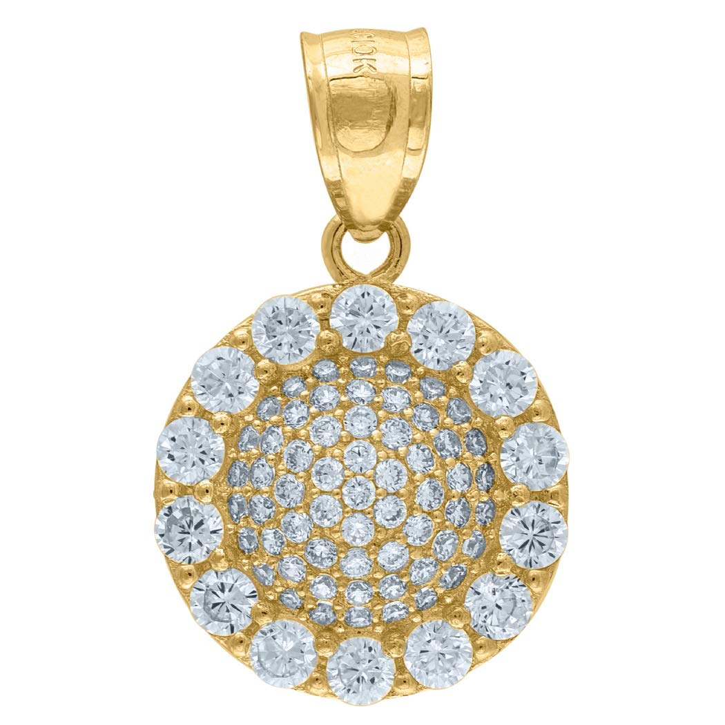10K Yellow Gold CZ Cubic Zirconia Simulated Diamond Pendant Necklace for Men & Women - 23.1x14.60mm Wide - Elegant Jewelry Gift for Anniversary, Birthday & Special Occasions