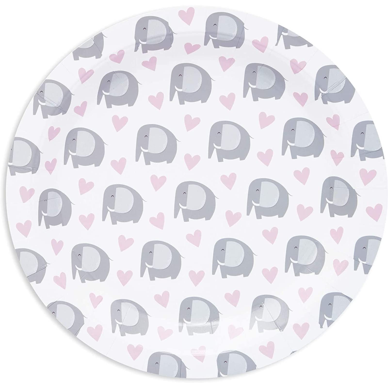 Sparkle and Bash Elephant Baby Shower Party Plates - 9 Inch Pink Disposable Plates (80 Pack) - Perfect for Baby Showers, Birthday Parties, and Gender Reveals