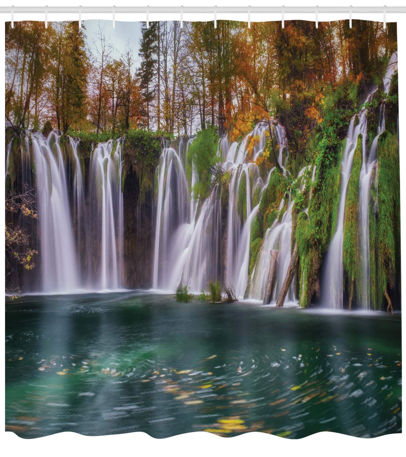 Ambesonne Croatia Shower Curtain - Stunning Plitvice Lakes National Park Nature Photography, 69