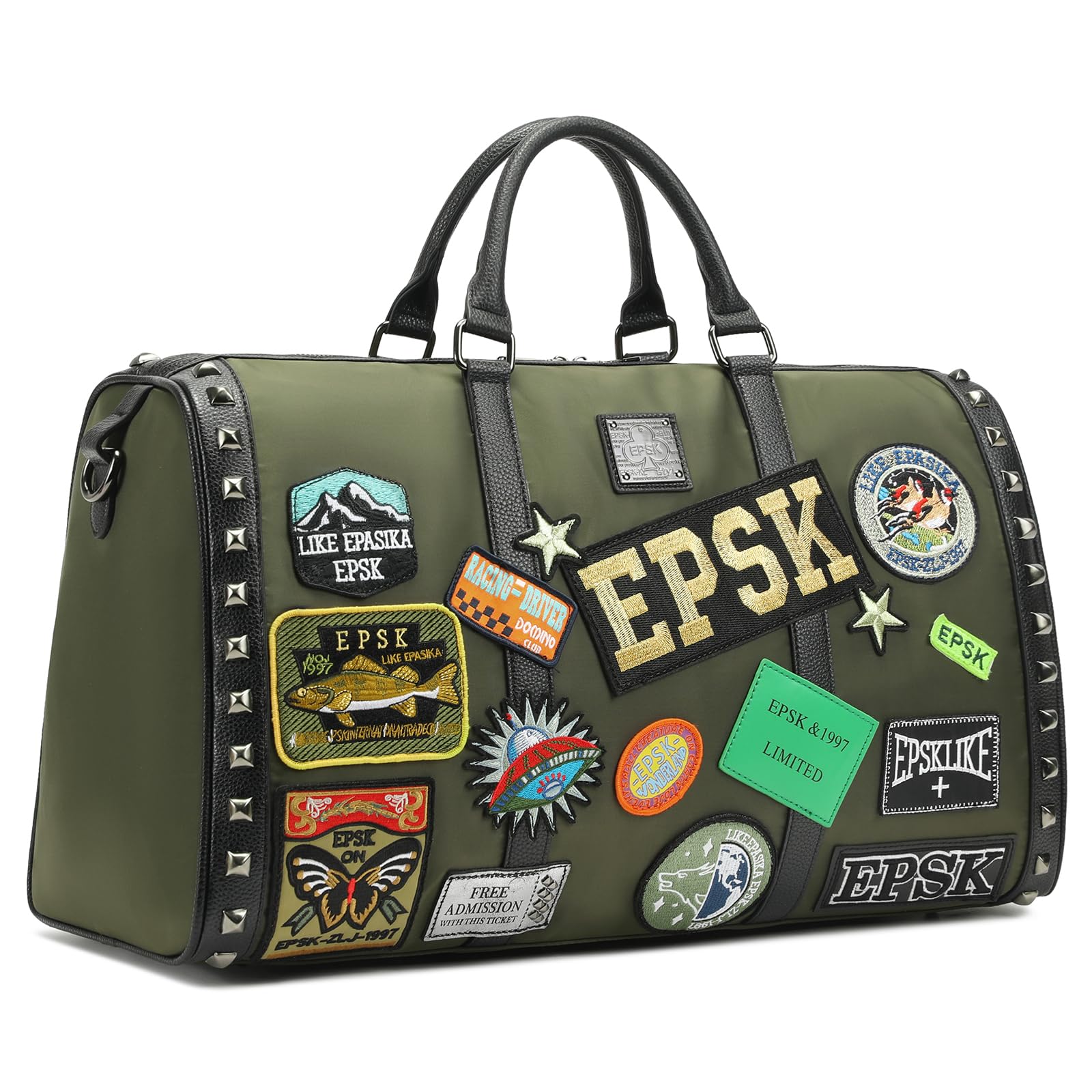 Stylish 47L Large Capacity Sports Gym Bag for Men & Women - Durable Embroidery Craft Fitness Bag for Workout, Travel, Camping & Weekend Getaways | Leather Leisure Duffel Bag for Gym, Sports & Overnight Trips
