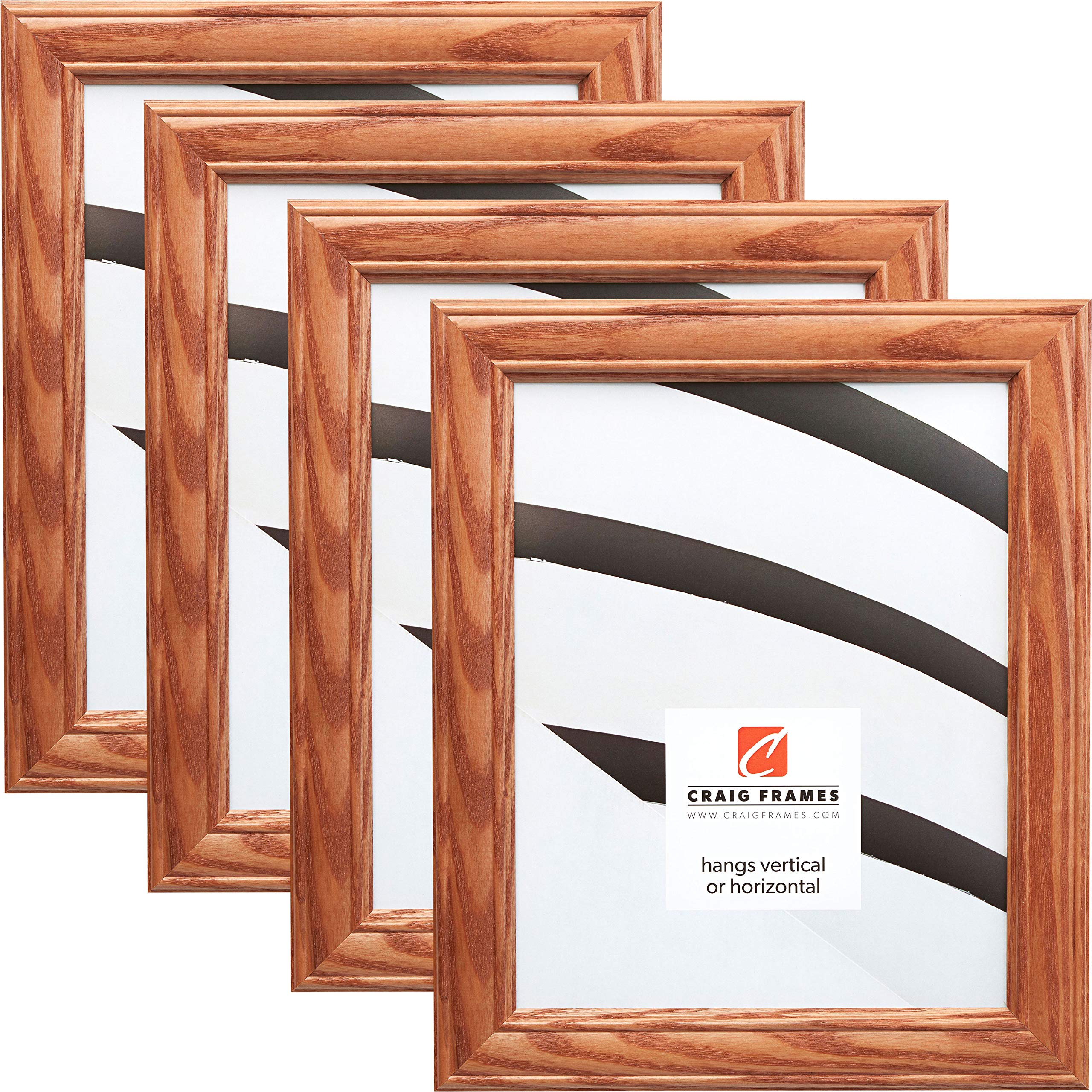 Craig Frames 59504100 18x36 Inch Honey Brown Picture Frame Set of 4 - Perfect for Wall Art, Family Photos, and Office Decor
