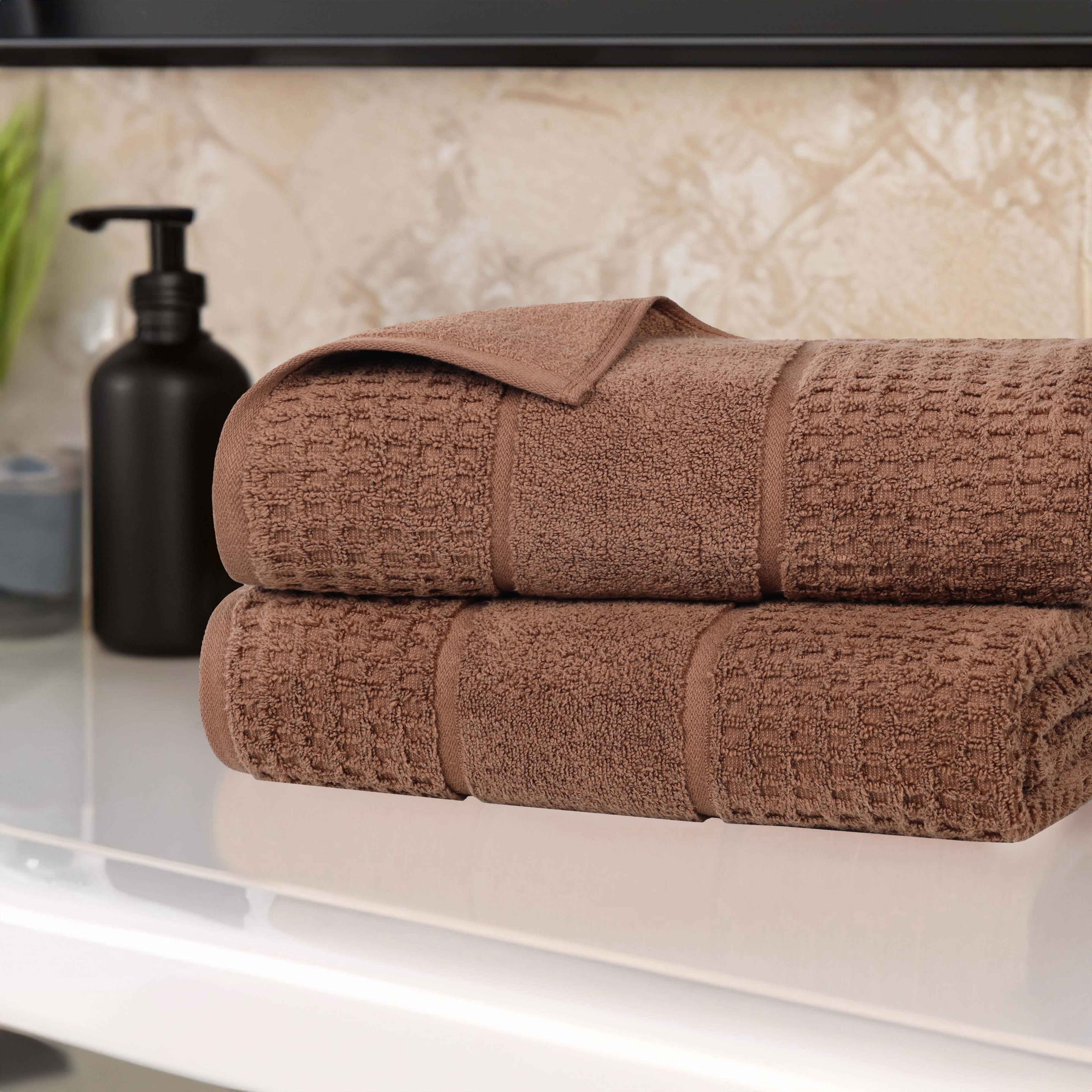 Premium Zero Twist Cotton Waffle Honeycomb Bath Towel Set of 2 - Ultra Soft & Highly Absorbent - Perfect for Spa, Bathroom & Luxury Home Use