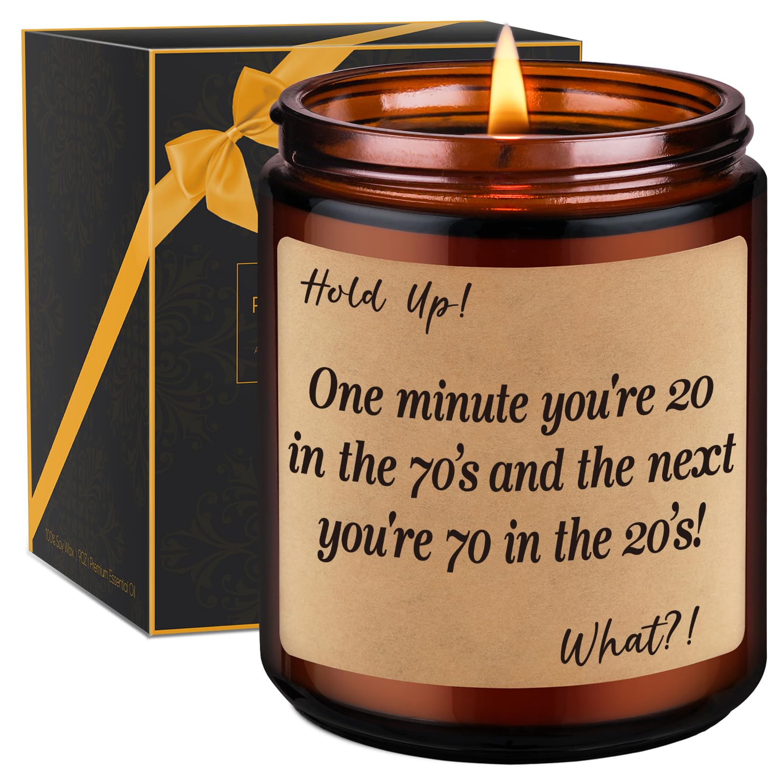 GSPY Scented Candles - Best 70th Birthday Gifts for Women & Men - Funny Turning 70 Presents for Mom, Dad, Grandma, Grandpa - Soy Wax Aromatherapy Candles for Home Decor, Relaxation & Celebration