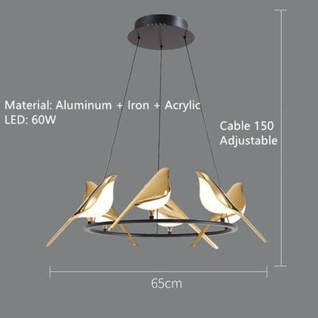 Elegant Bird Shaped Acrylic Chandelier - Modern Crystal Ceiling Light Fixture for Dining Room, Bedroom & Living Room Decor