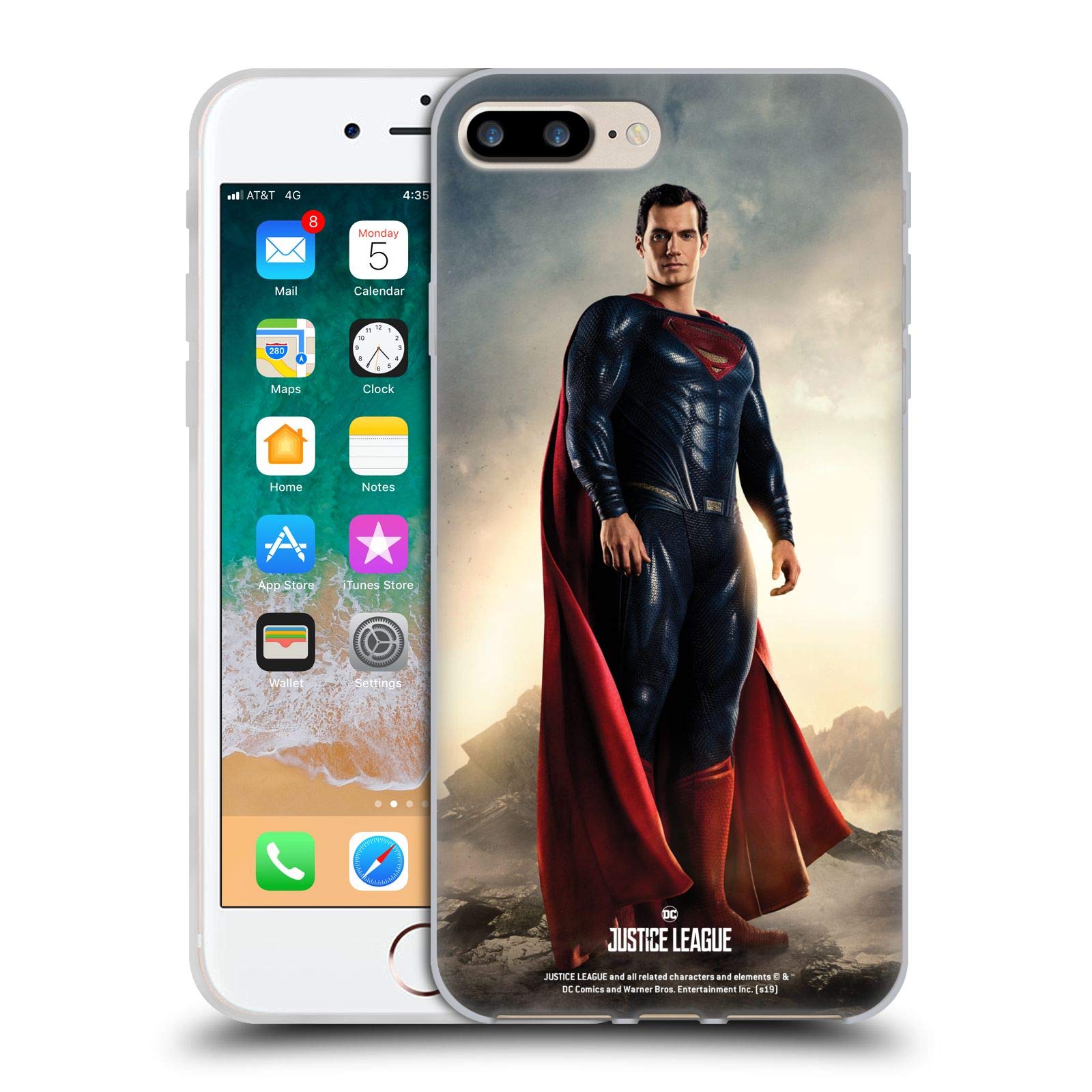 Officially Licensed Justice League Movie Superman Character Soft Gel Case for Apple iPhone 7 Plus/iPhone 8 Plus - Durable Protective Phone Cover - Perfect for DC Fans, Superhero Lovers & Movie Enthusiasts