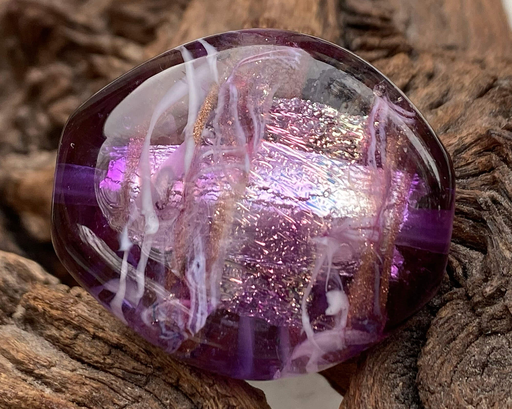 Handmade Purple Shimmer Lampwork Glass Focal Bead for Jewelry Making - Perfect for Necklaces, Bracelets & DIY Craft Projects