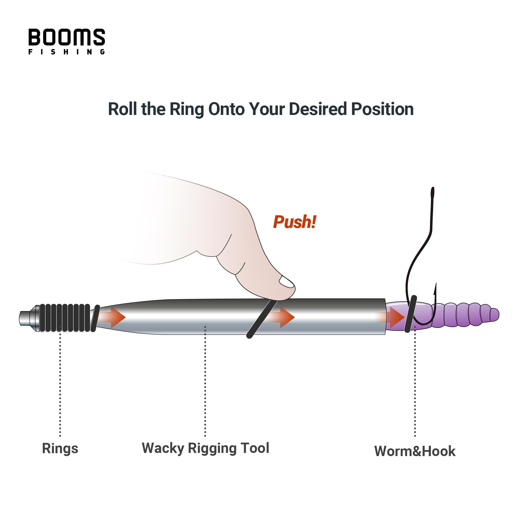 Booms WR1 Aluminum Wacky Rig Kit with 110 O-Rings for Worm Fishing - Perfect for Bass & Trout