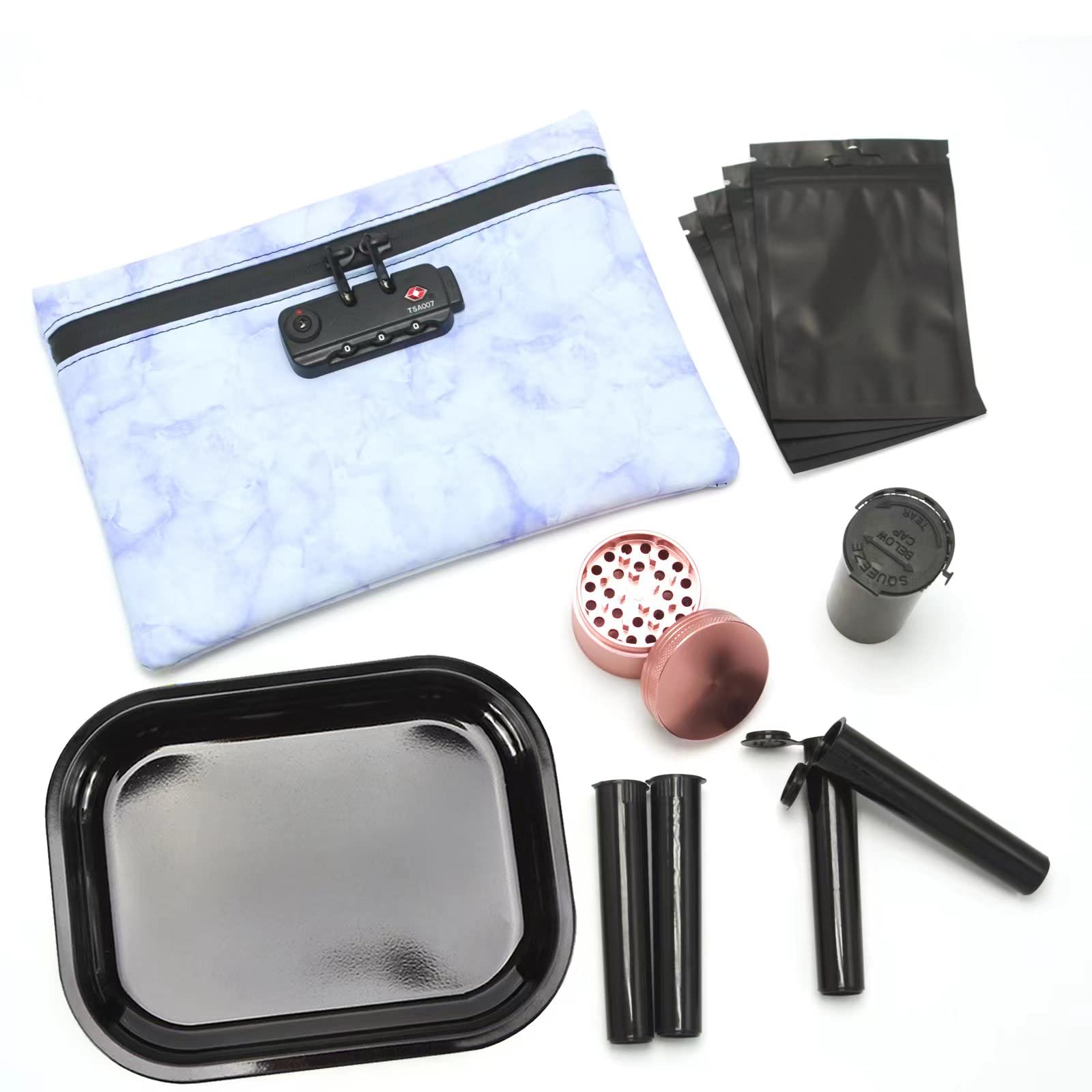GEEDUD 6-Piece Marble Purple Handbag Set - Stylish Women's Tote, Crossbody & Clutch Purse Collection for Work, Travel & Evening Out