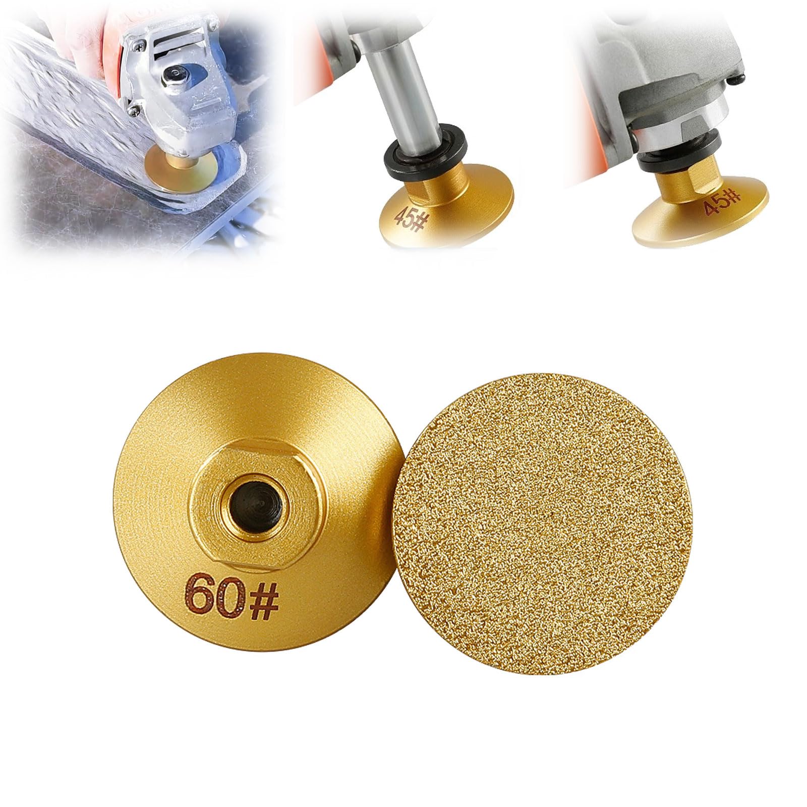 2-Inch Diamond Grinding & Polishing Pads for Angle Grinder - Professional Granite, Marble, Stone Tile Polishing Kit (60 Grit, M10 Thread Adapter) - Perfect for Countertop Refinishing, Floor Restoration & DIY Home Improvement Projects