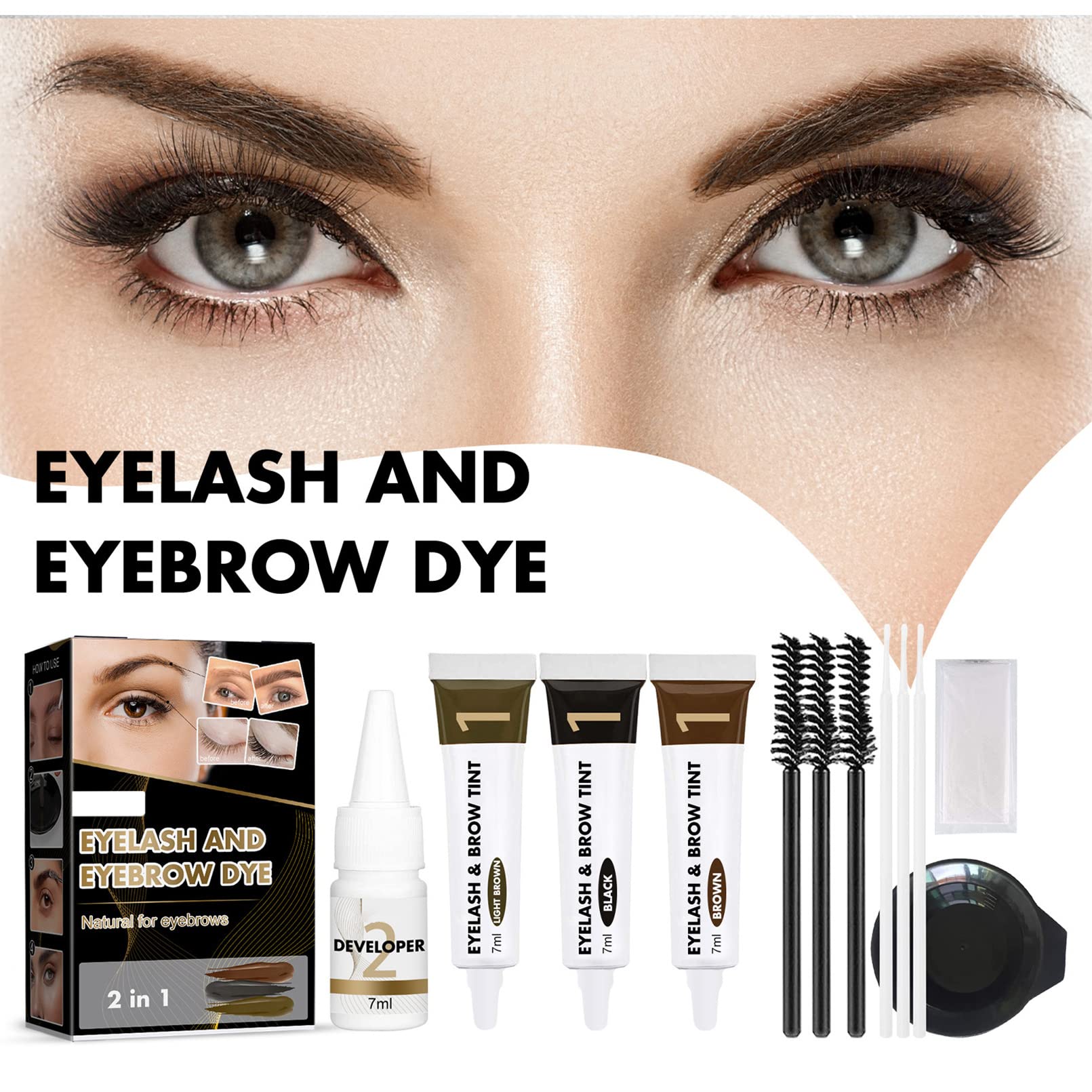 Professional Eyelash & Eyebrow Dye Kit - Lash Lift and Tint Set with Sweat-Proof, No Fade Formula for Salon-Quality Results | Perfect for Home Use, Bridal Makeup & Professional Stylists