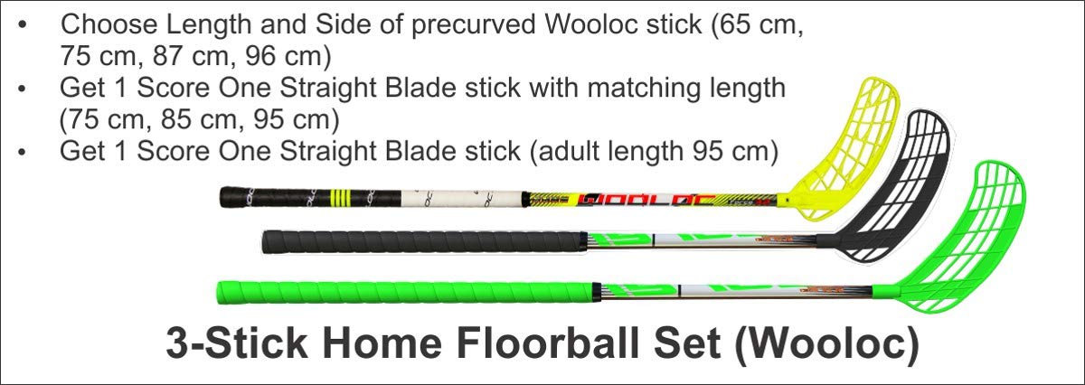 3-Stick Home Floorball Set by Wooloc - Indoor & Outdoor Hockey Game for Kids & Adults - Perfect for Backyard, Gym & Family Fun
