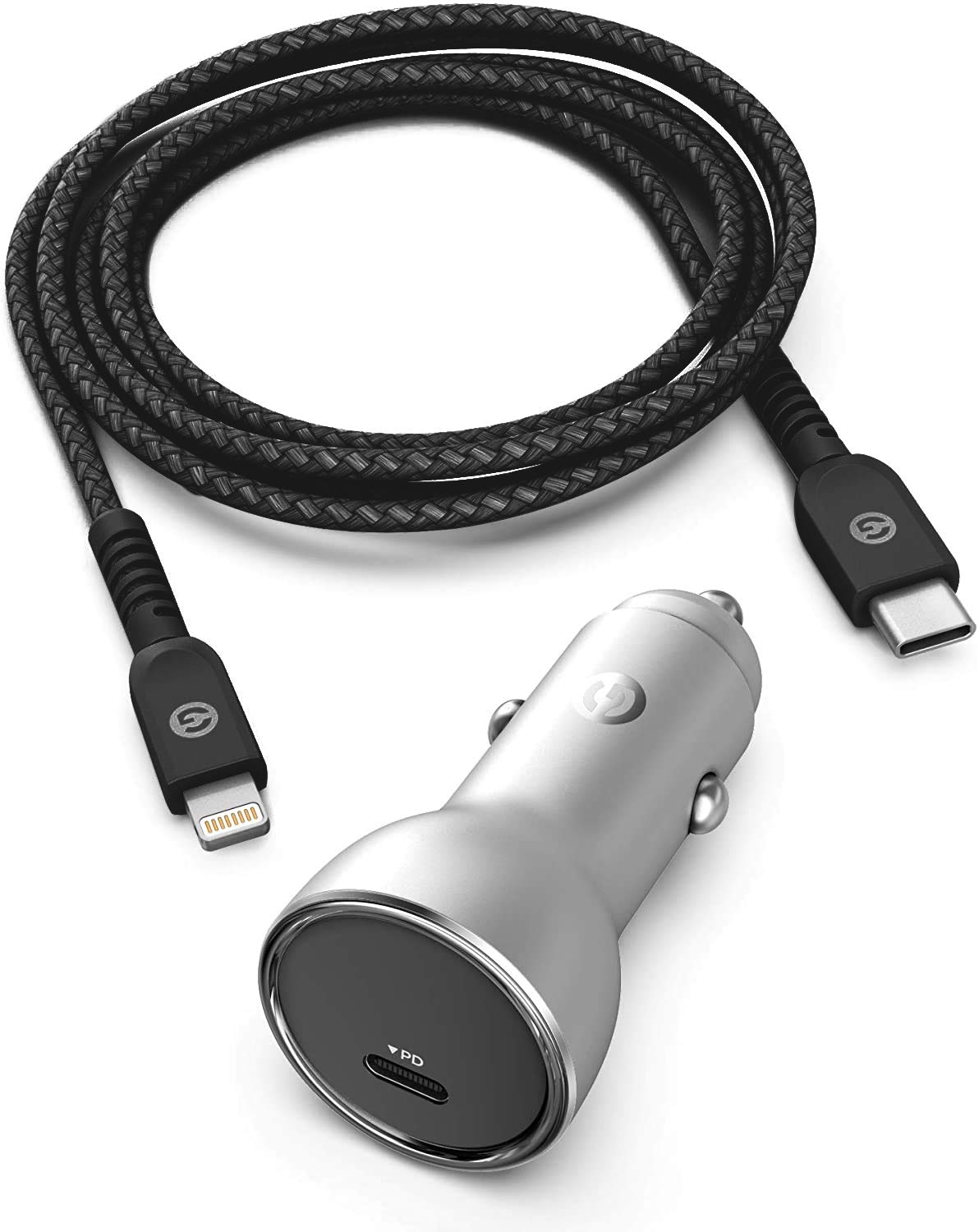 Galvanox 18W Fast Car Charger for iPhone - MFi Certified USB-C to Lightning Cable Included (6ft Braided Cord) - Compatible with iPhone 11/12/13/14 Pro Max - Perfect for Road Trips & Daily Commutes